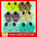 2016 Cheap Hot Sales Professional big bow moccasins soft flat cow leather pink girl baby shoes